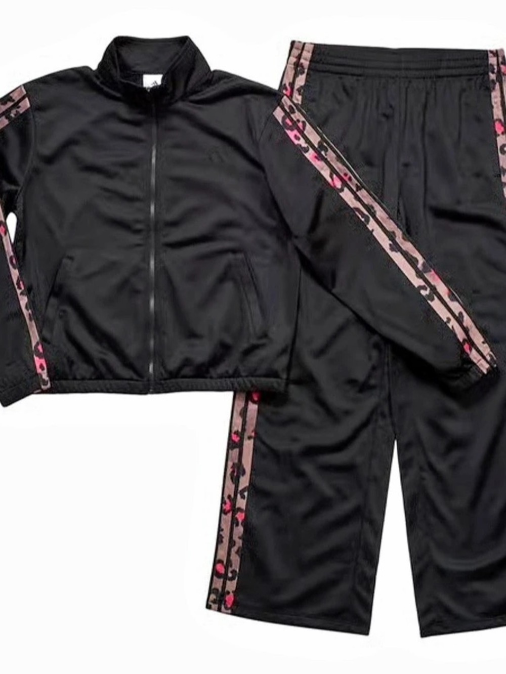 Adidas Girls Track Suit Jacket Pants Black Leopard Pink & Pink 5